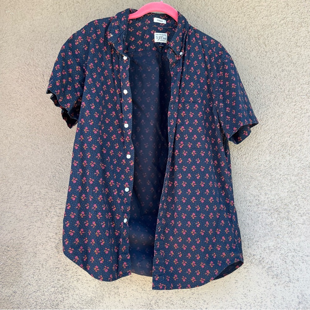 J.Crew Men’s Button Down Short Sleeve Floral Camp Shirt Classic Small